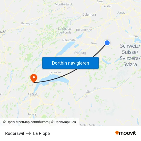 Rüderswil to La Rippe map
