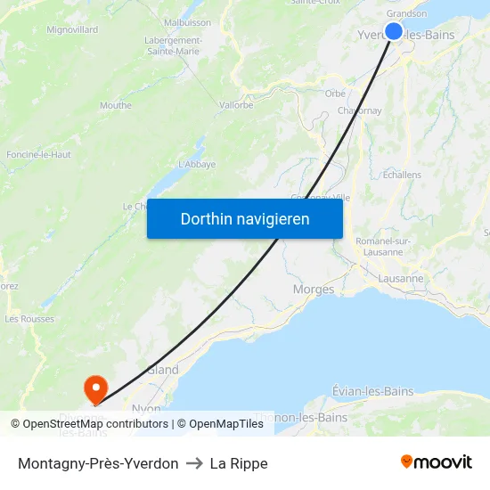 Montagny-Près-Yverdon to La Rippe map