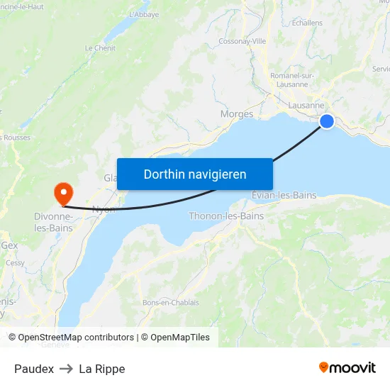 Paudex to La Rippe map