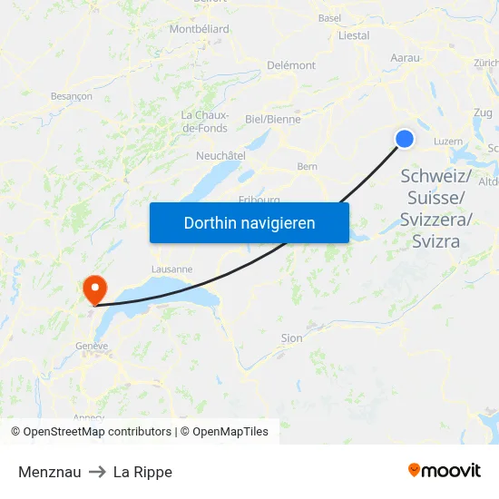 Menznau to La Rippe map