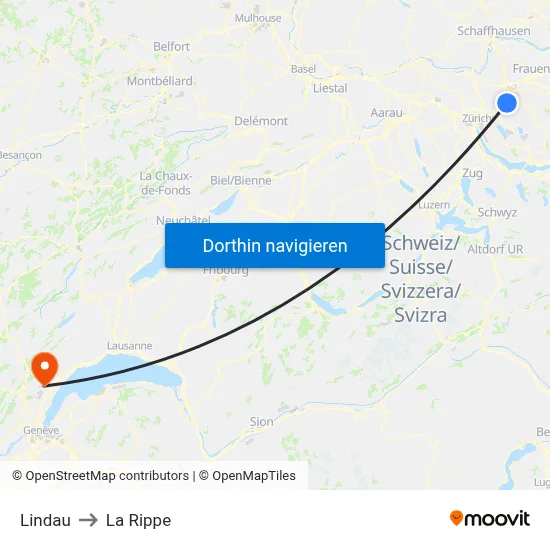 Lindau to La Rippe map