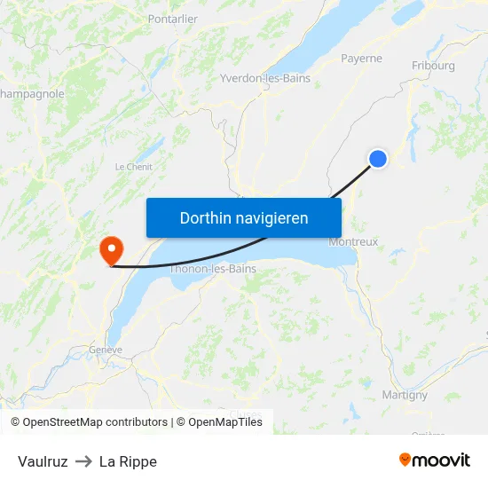 Vaulruz to La Rippe map
