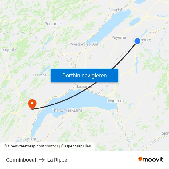 Corminboeuf to La Rippe map