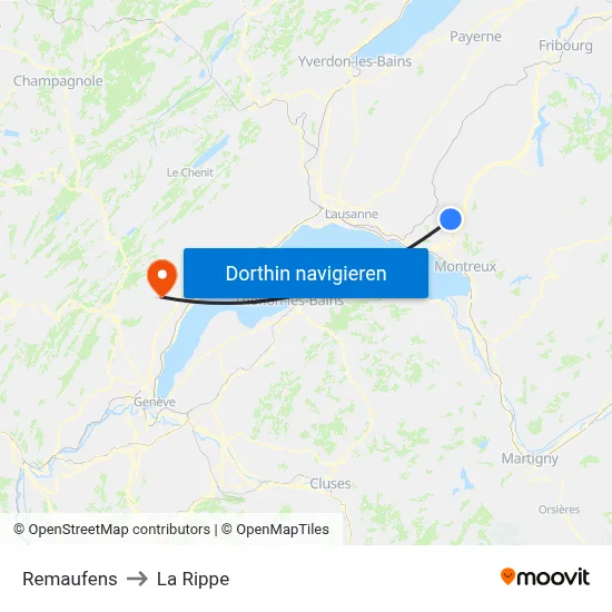 Remaufens to La Rippe map