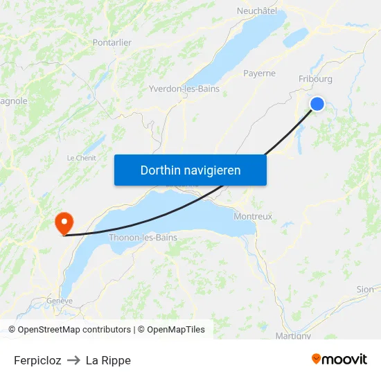 Ferpicloz to La Rippe map
