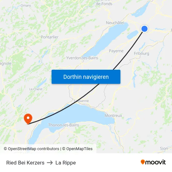 Ried Bei Kerzers to La Rippe map