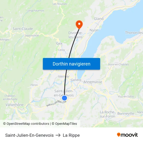 Saint-Julien-En-Genevois to La Rippe map