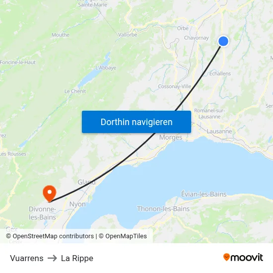 Vuarrens to La Rippe map