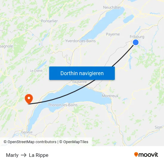 Marly to La Rippe map