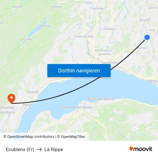 Ecublens (Fr) to La Rippe map