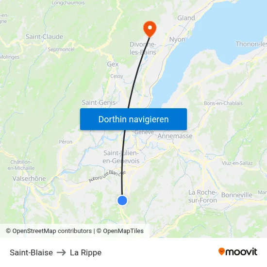 Saint-Blaise to La Rippe map