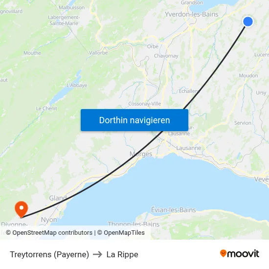Treytorrens (Payerne) to La Rippe map