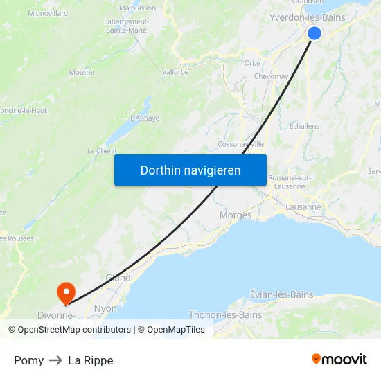 Pomy to La Rippe map