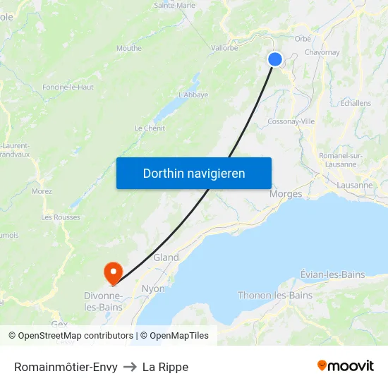 Romainmôtier-Envy to La Rippe map