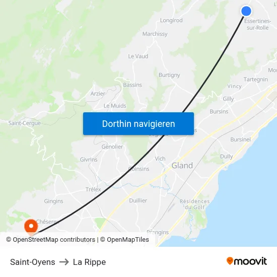 Saint-Oyens to La Rippe map