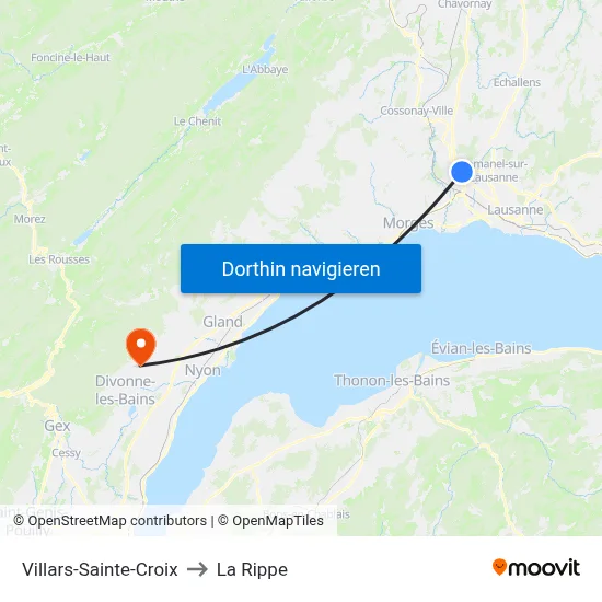Villars-Sainte-Croix to La Rippe map