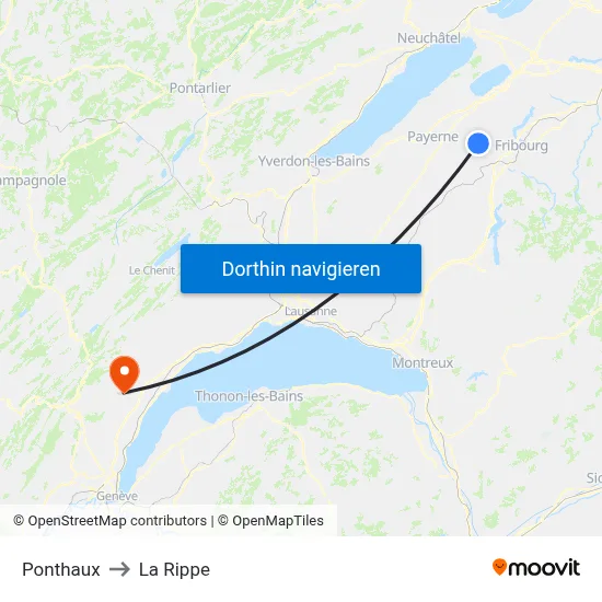 Ponthaux to La Rippe map