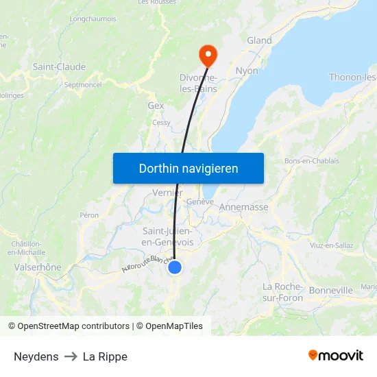 Neydens to La Rippe map
