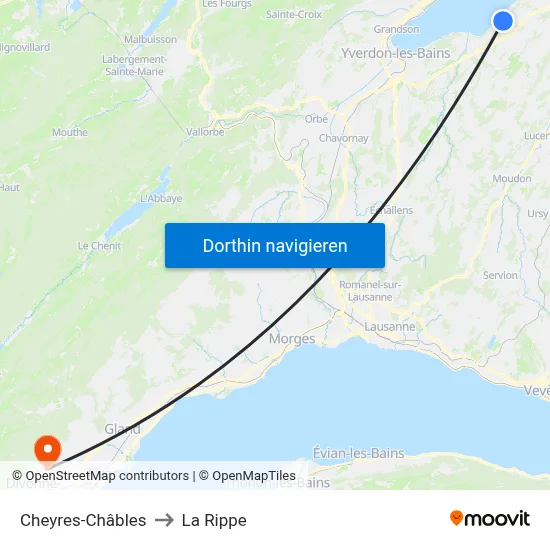 Cheyres-Châbles to La Rippe map