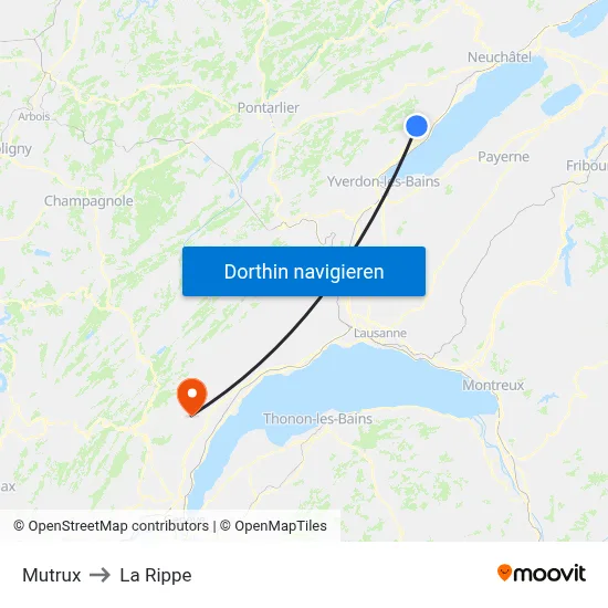Mutrux to La Rippe map