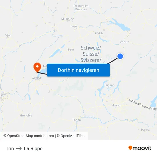 Trin to La Rippe map