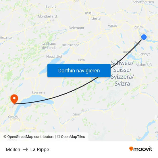 Meilen to La Rippe map