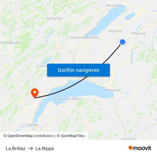 La Brillaz to La Rippe map