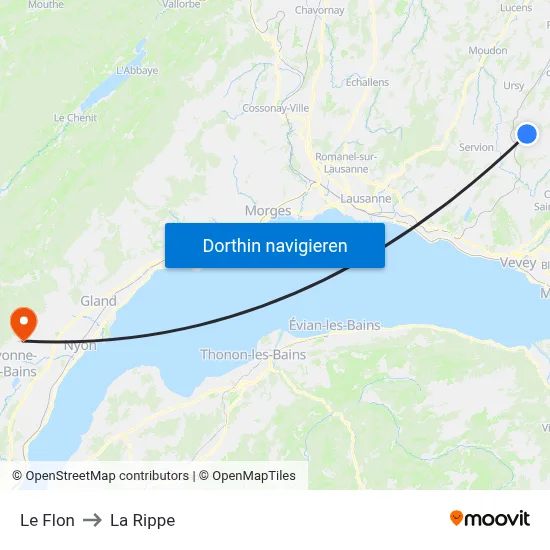 Le Flon to La Rippe map