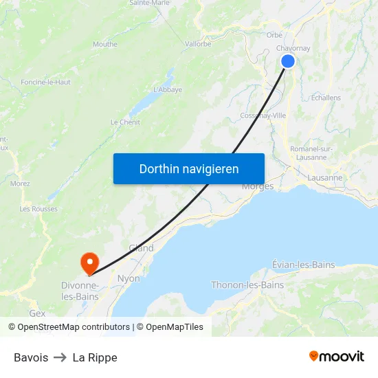 Bavois to La Rippe map