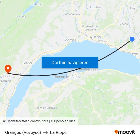 Granges (Veveyse) to La Rippe map