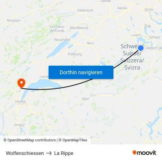 Wolfenschiessen to La Rippe map