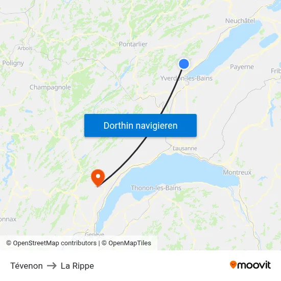Tévenon to La Rippe map