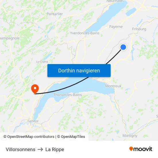 Villorsonnens to La Rippe map