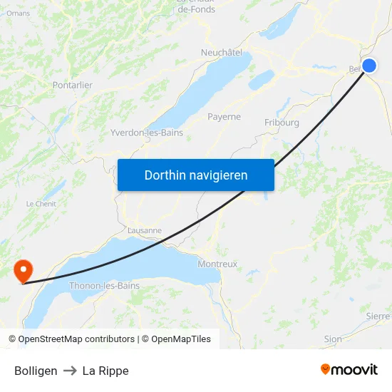 Bolligen to La Rippe map