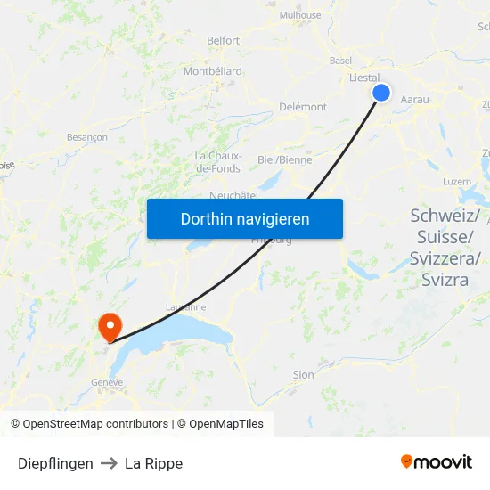Diepflingen to La Rippe map