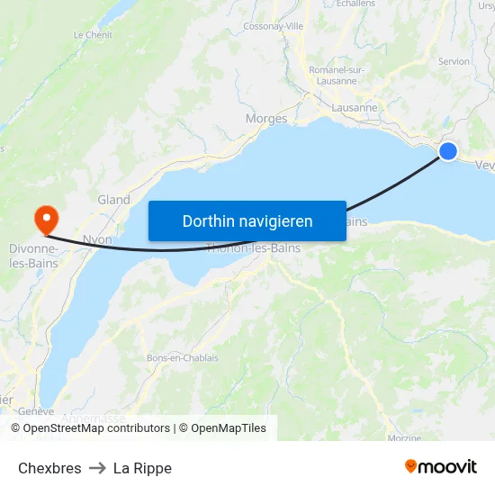 Chexbres to La Rippe map