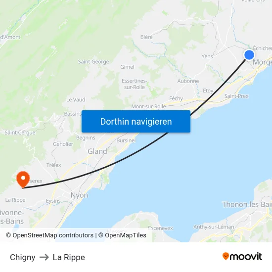 Chigny to La Rippe map