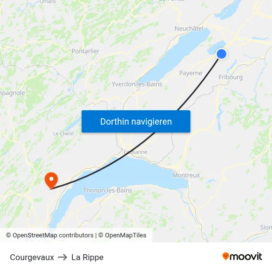Courgevaux to La Rippe map