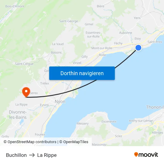Buchillon to La Rippe map