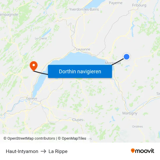 Haut-Intyamon to La Rippe map