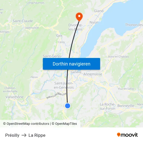Présilly to La Rippe map