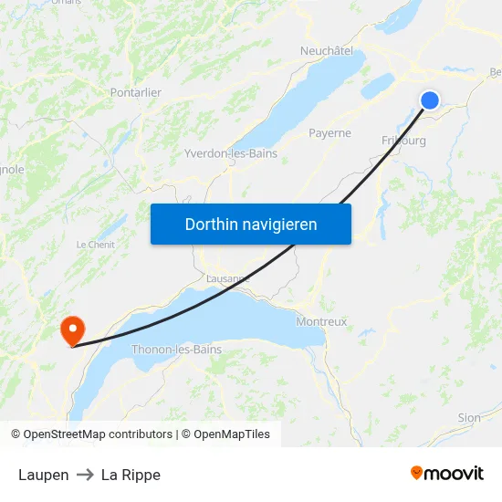 Laupen to La Rippe map