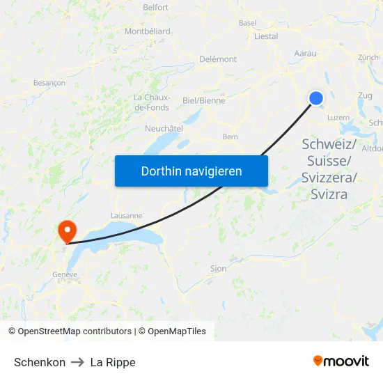 Schenkon to La Rippe map