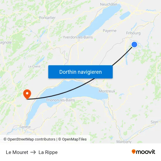 Le Mouret to La Rippe map