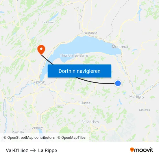 Val-D'Illiez to La Rippe map