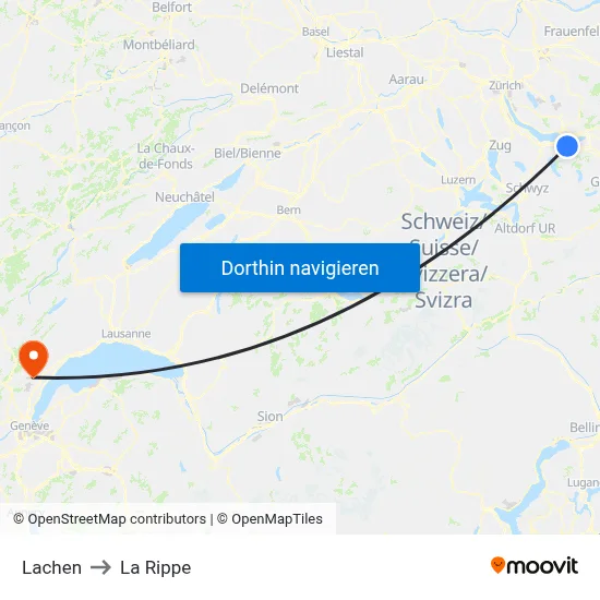 Lachen to La Rippe map