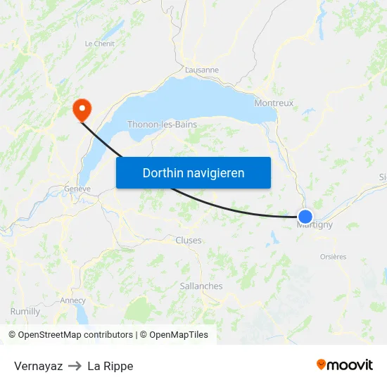 Vernayaz to La Rippe map