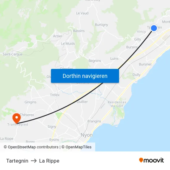 Tartegnin to La Rippe map