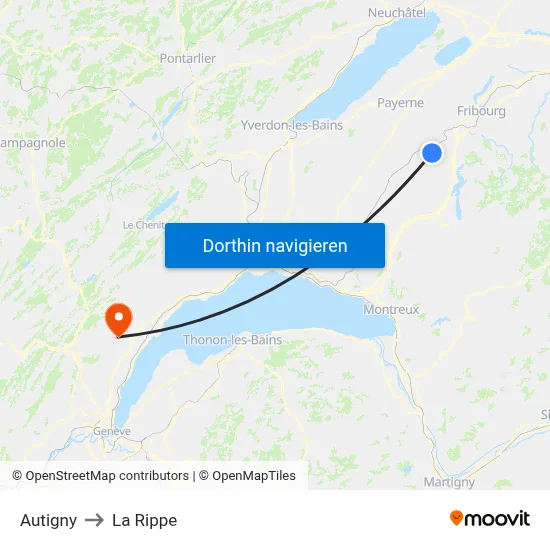 Autigny to La Rippe map