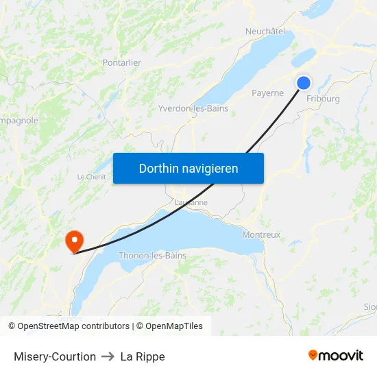 Misery-Courtion to La Rippe map